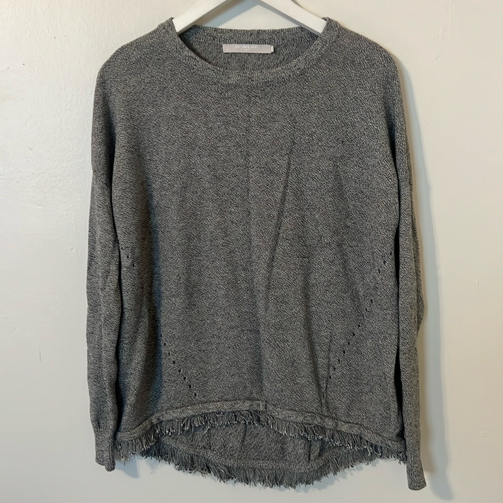 ONE GREY DAY Los Angeles women's heather grey fringe sweater Size XS